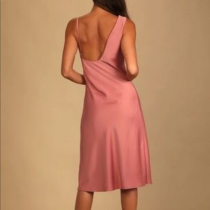 NWT Candlelit Romance Mauve Pink Satin Asymmetrical Midi Dress (Size Medium)